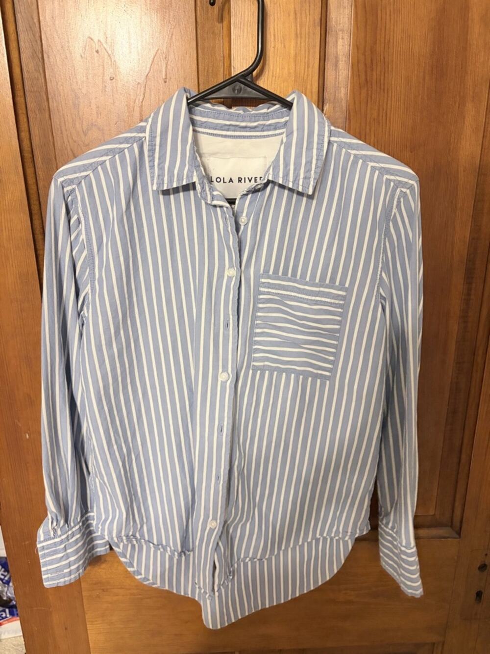 Lola River Light Blue & White Striped Button-Down Shirt